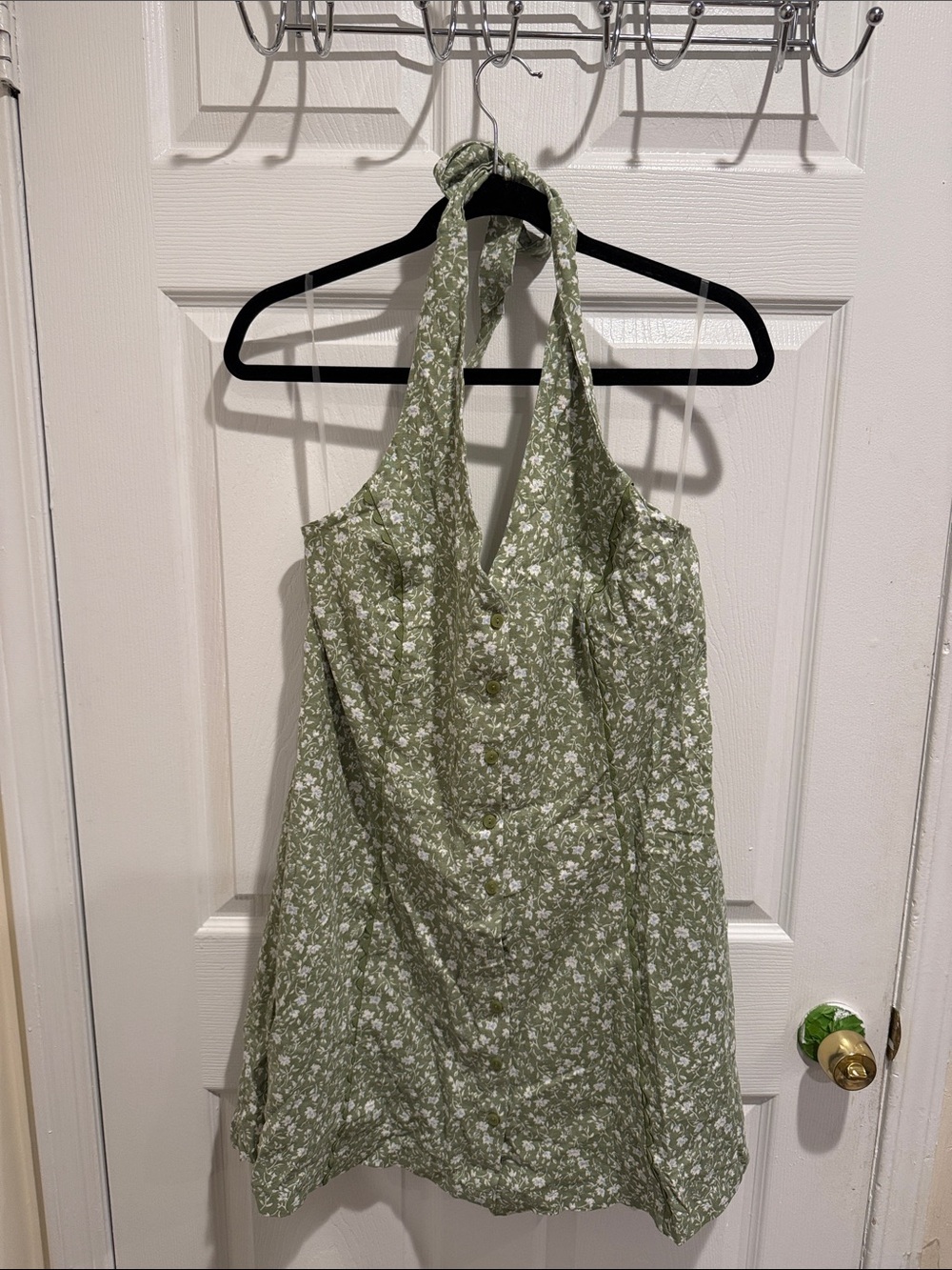 Universal Thread Green Floral Backless Halter Dress